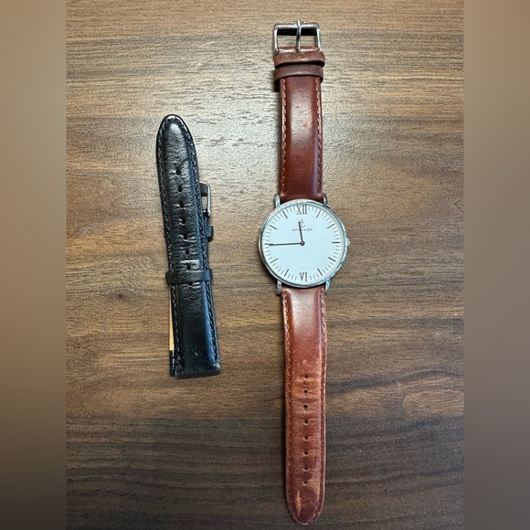 Kapten & Son Brown Leather Strap Watch with Extra Black Strap